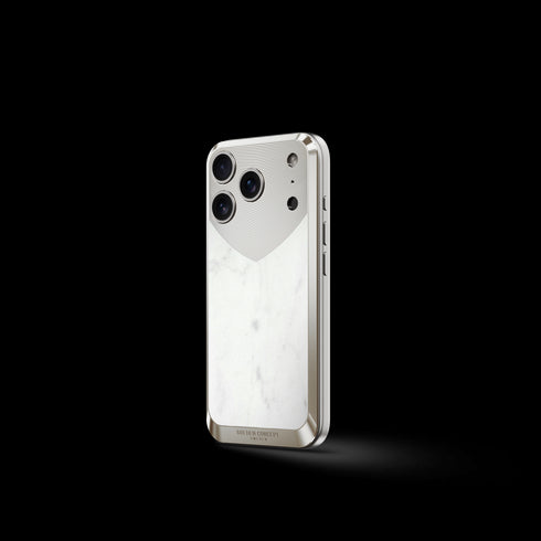 iPhone Case / RST17 - Magnetic Shield Marble Edition - Bianca Carrara - Silver